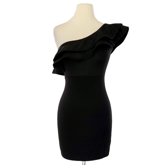 Foreign Exchange one shoulder ruffled body dress S - Picture 1 of 8